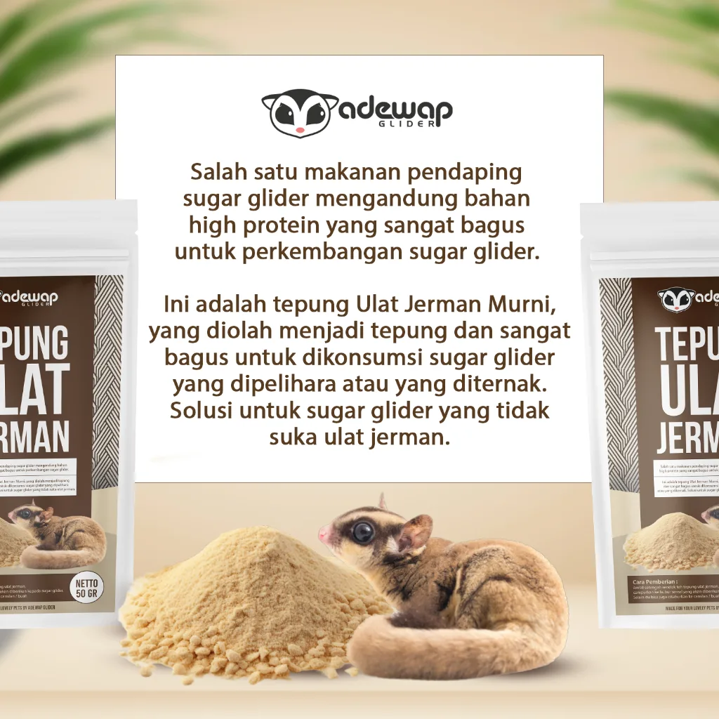 ADEWAP GLIDER Superworm Powder Suplemen Protein Tepung Ulat Jerman High Protein Sugar Glider