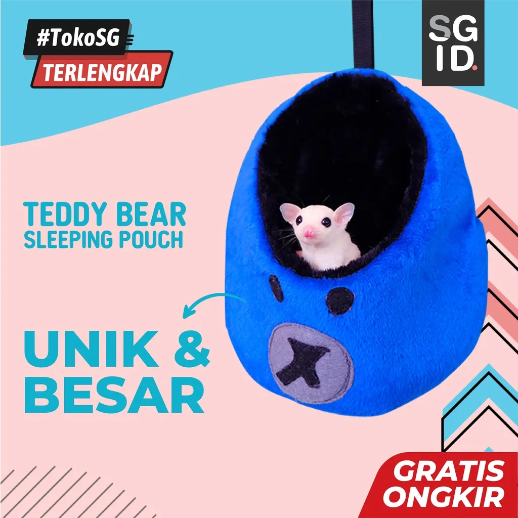 ADEWAP GLIDER Sleeping Pouch Karakter Teddy Bear Tempat Tidur Sugar Glider Ukuran Medium