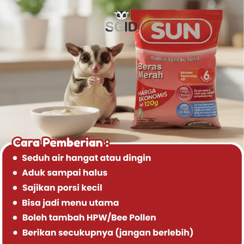 BUBUR SUN SUSU CEREAL / MAKANAN HARIAN SUGAR GLIDER / BERNUTRSI / MAKANAN HEWAN SUGAR GLIDER