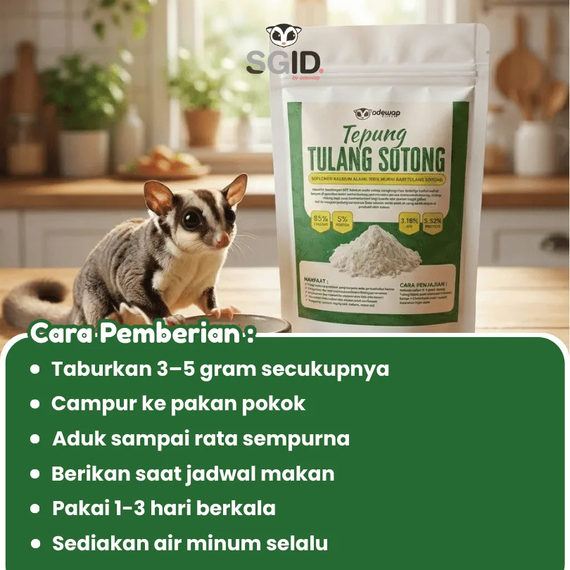 ADEWAP GLIDER Tepung Tulang Sotong Suplemen Kalsium Alami Untuk Hewan Peliharan