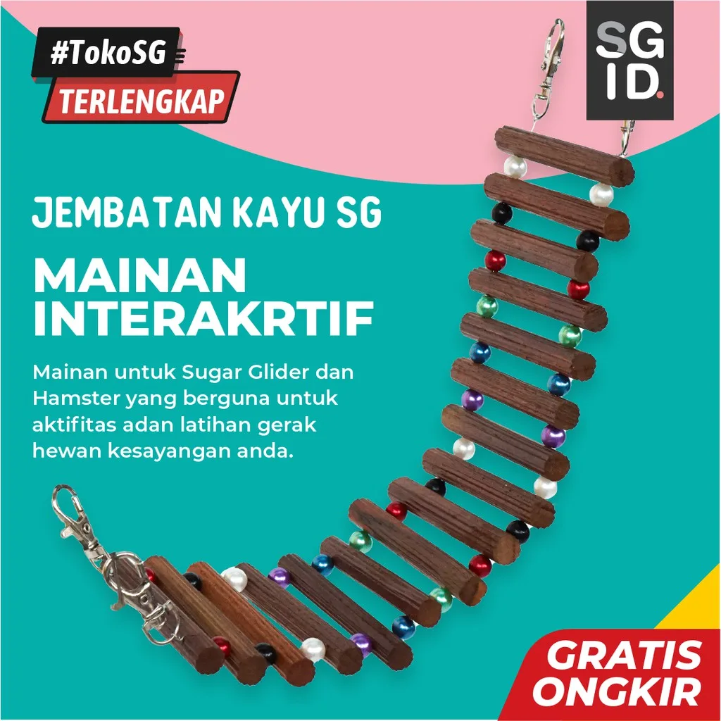 SGID Mainan Tangga Jembatan Kayu sugar glider hamster tupai aksesoris Kandang warna warni