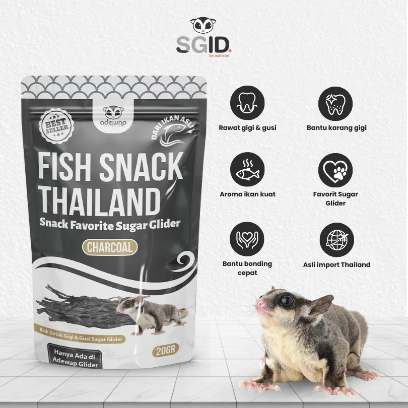 ADEWAP GLIDER Fish Snack Charcoal Camilan Perawatan Gigi Sugar Glider