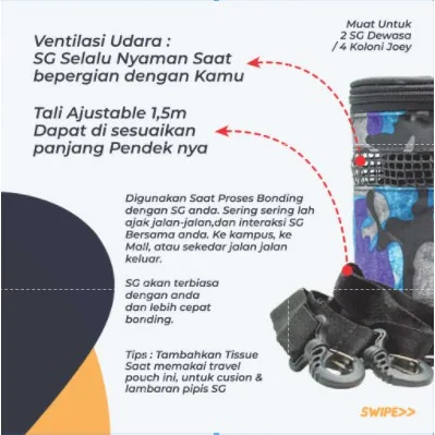SGID Travel Pouch Model Tabung Tas Bonding Selempang Sugar Glider Lembut