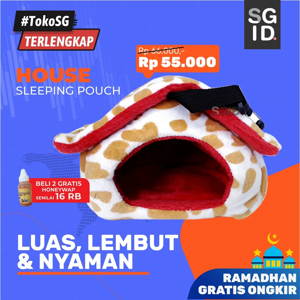SUGAR GLIDER STAR Sleeping Pouch Bentuk Rumah Tempat Tidur Sugar Glider