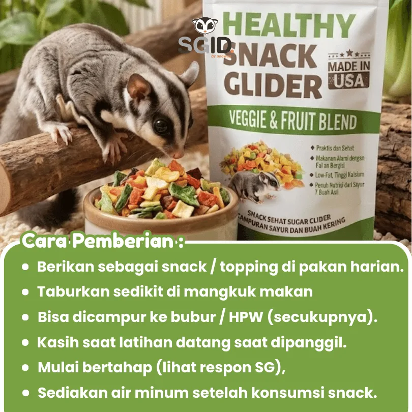 ADEWAP GLIDER Glider Veggie Fruity Healthy Snack : Buah & Sayur Kering Cemilan Sugar Glider