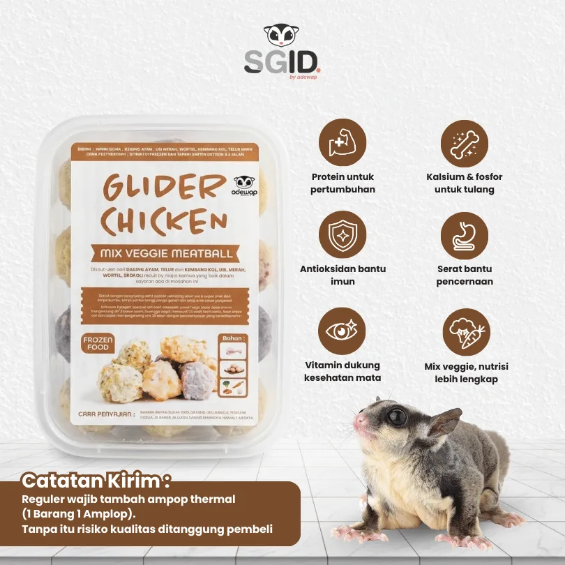 ADEWAP GLIDER Frozen Food Mix Veggie Meatball Glider Chicken For Sugar Glider
