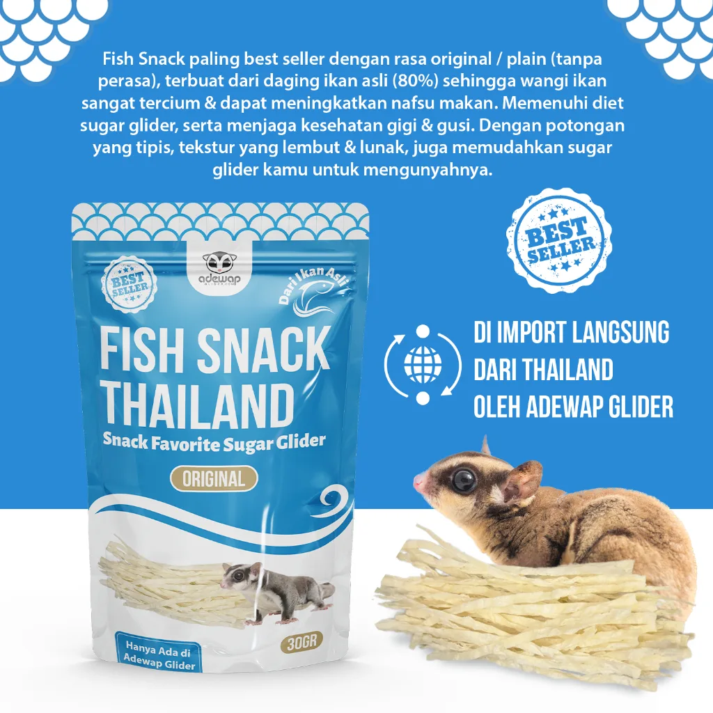 ADEWAP GLIDER Fish Snack Thailand Cemilan Snack Sugar Glider