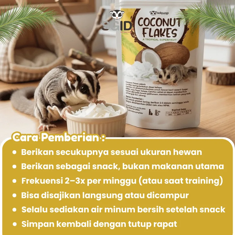 ADEWAP GLIDER Dried Coconut Flakes Camilan Buah Kelapa Sugar Glider Hamster Tupai