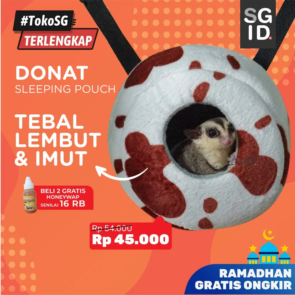 Donat Sleeping Pouch Tempat Tidur Sugar Glider Berbulu Lembut Termuah Donut