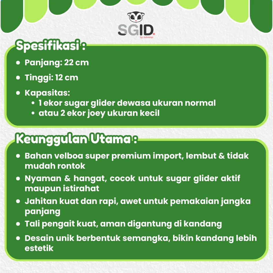 SUGAR GLIDER STAR Sleeping Pouch Watermelon Tempat Tidur Sugar Glider Semangka