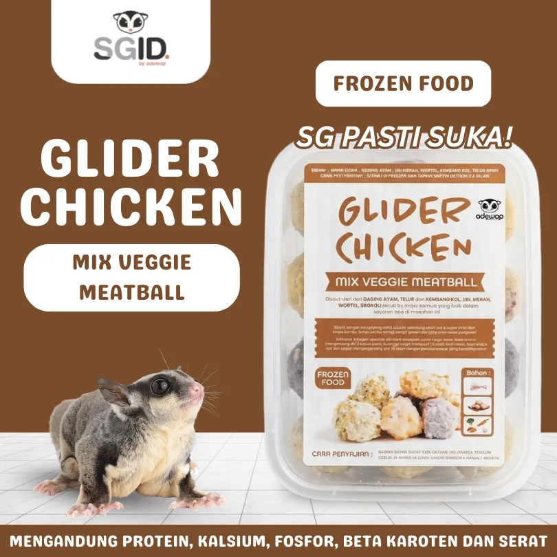 ADEWAP GLIDER Frozen Food Mix Veggie Meatball Glider Chicken For Sugar Glider