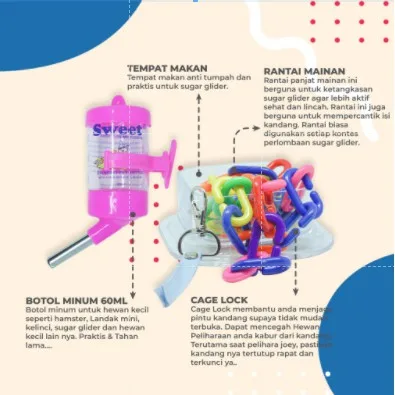 ADEWAP GLIDER Paket Hemat 4! Perlengkapan Aksesoris Kandang Sugar Glider