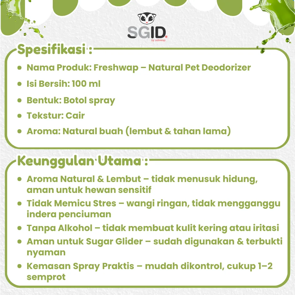 ADEWAP GLIDER Freshwap Parfum Pewangi Hewan Peliharaan Sugar Glider