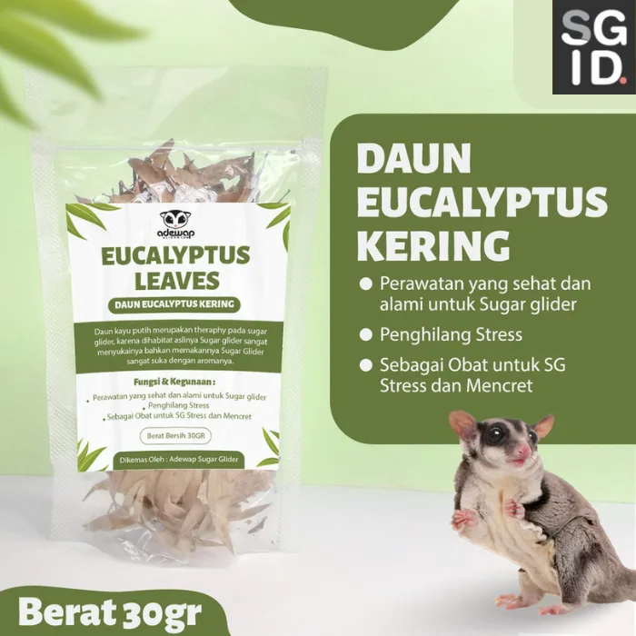 ADEWAP GLIDER Daun Eucalyptus Penghilang Stress Sugar Glider Daun Kering Penghilang Stress Hewan Peliharaan