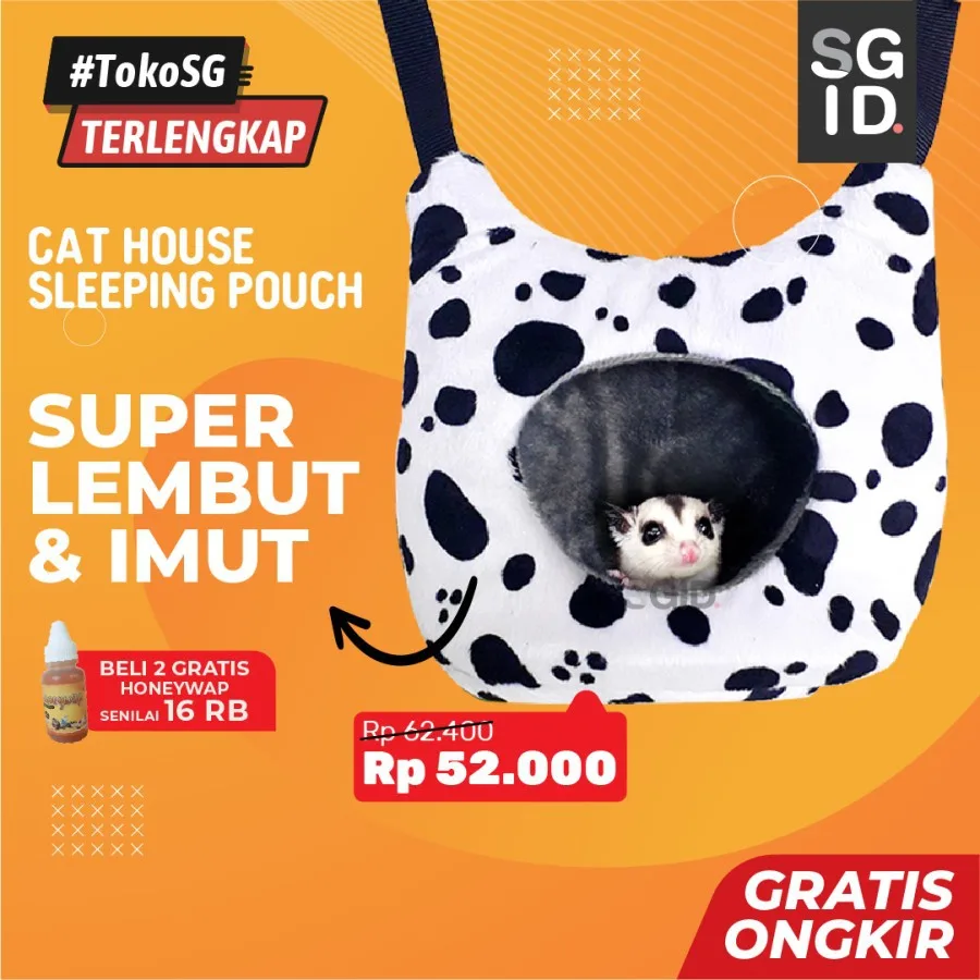 SGID Sleeping Pouch Sugar Glider Model Cat House Kantong Tidur Lembut Tempat Tidur Sugar Glider