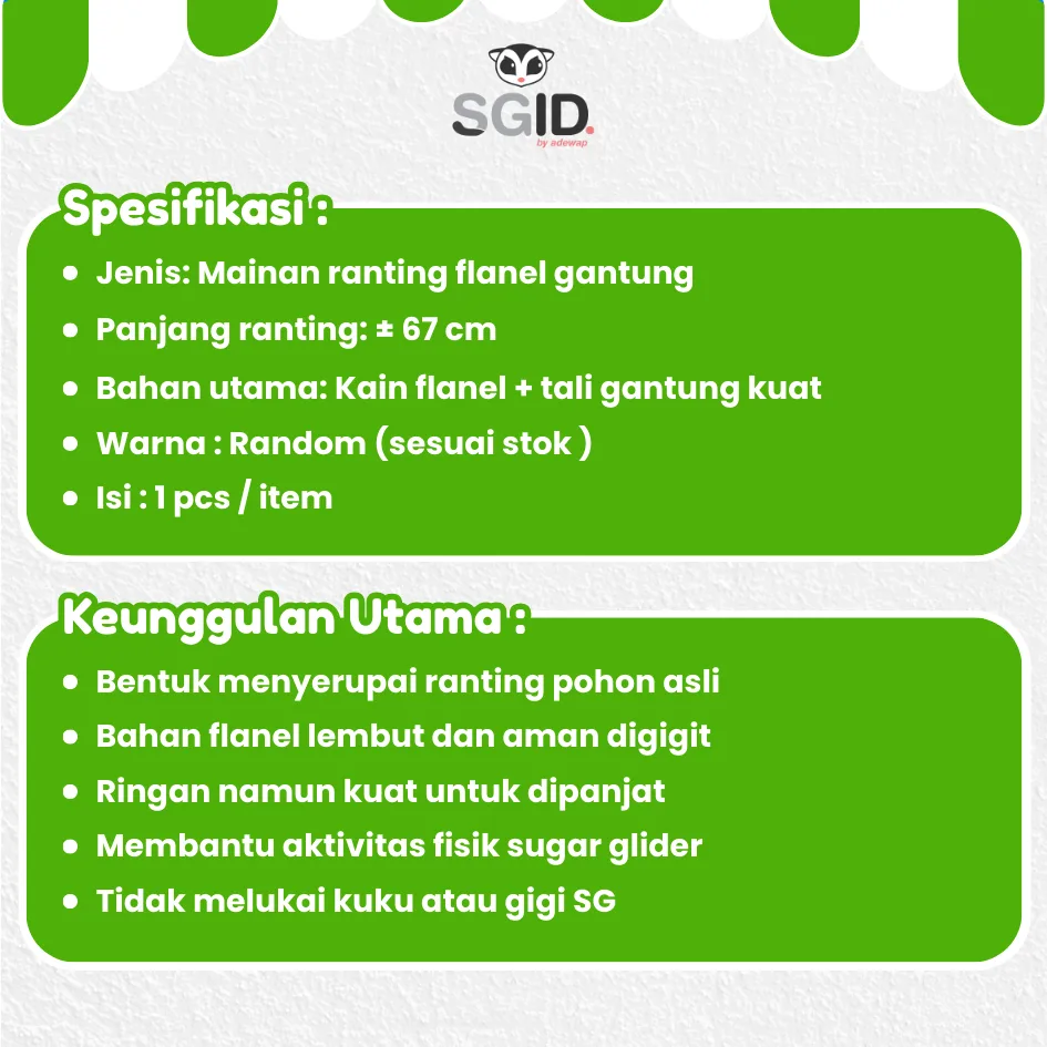 ADEWAP GLIDER Leaf Climbing Panjatan Flanel Sugar Glider