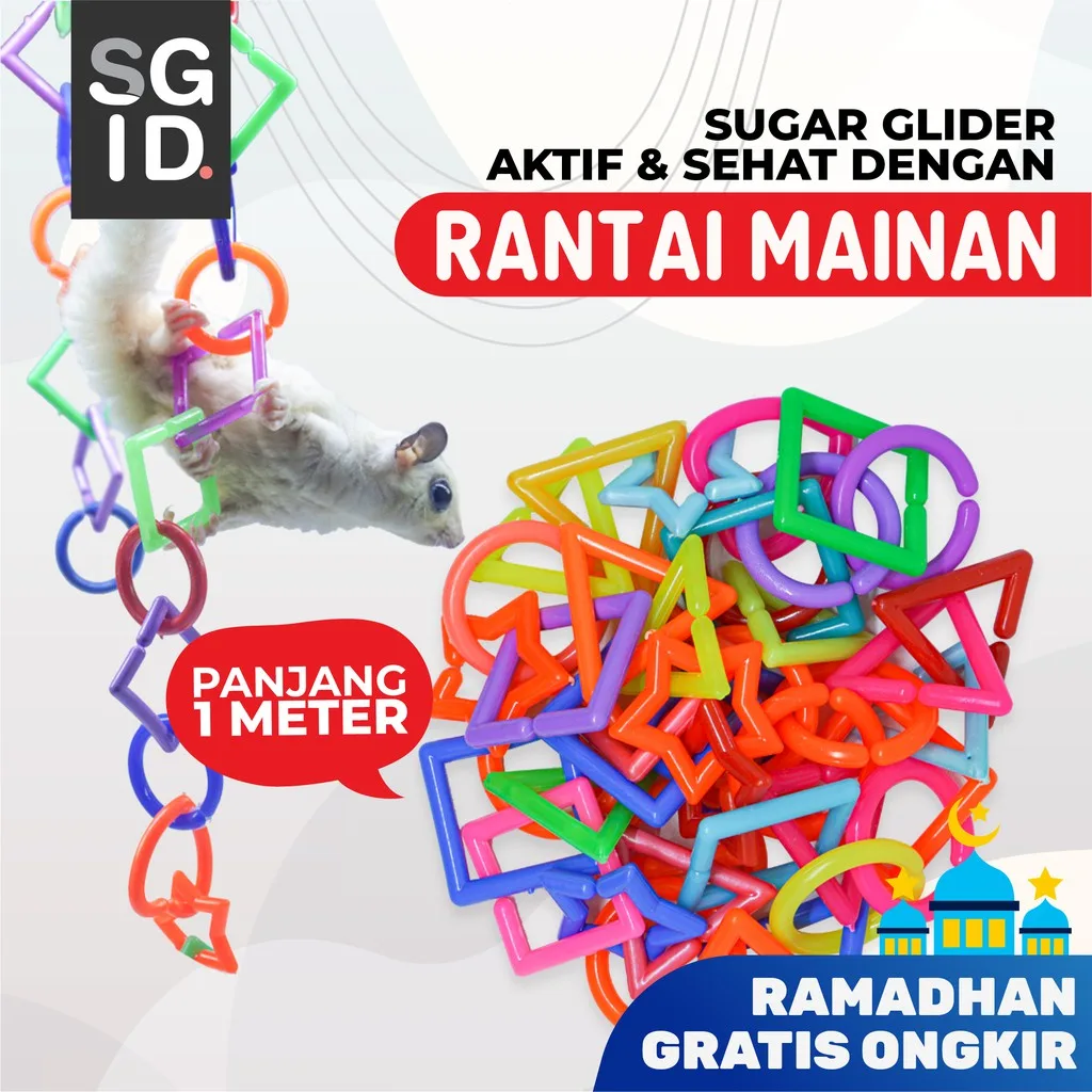 ADEWAP GLIDER Rantai Mainan Plastik Geometri Aksesoris Kandang Sugar Glider