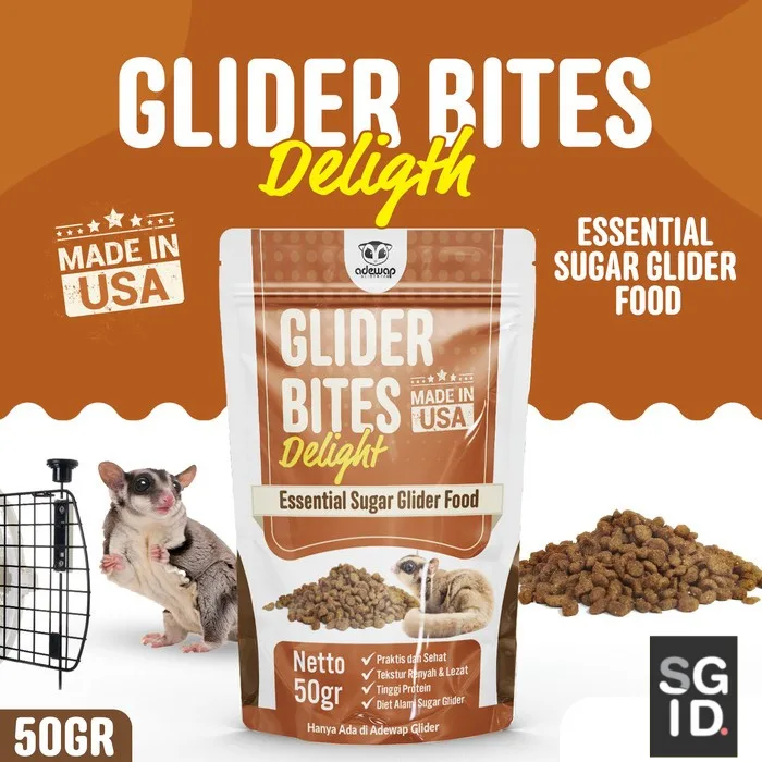 ADEWAP GLIDER Glider Bites Delight Food : Makanan Pellet Protein Hewani Sugar