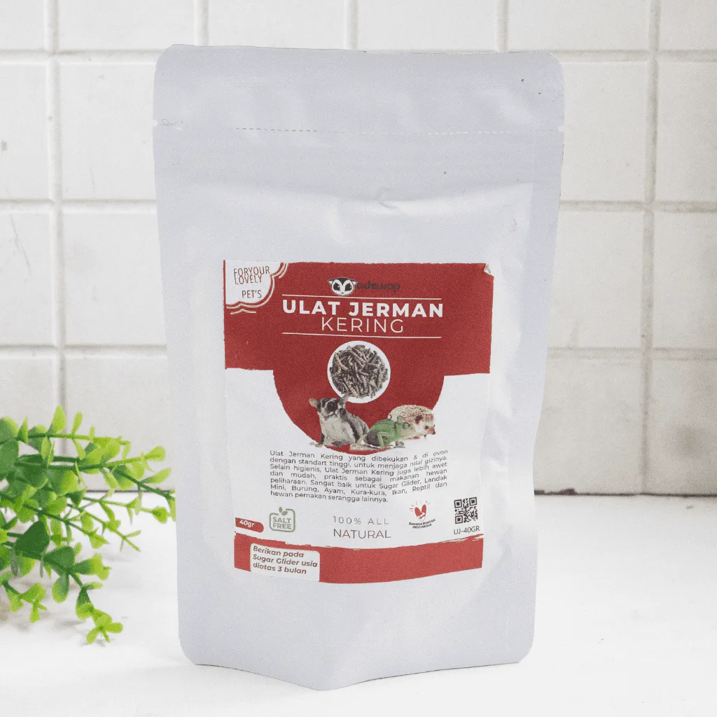 Ulat Jerman Kering Dried Super mealworm crunch untuk sugar glider landak burung ikan hamster gerbil