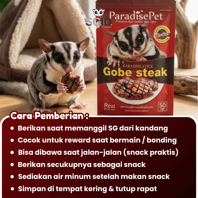 SUGAR GLIDER STAR Gobe Steak Makanan Import Cemilan Sugar Glider 50gr