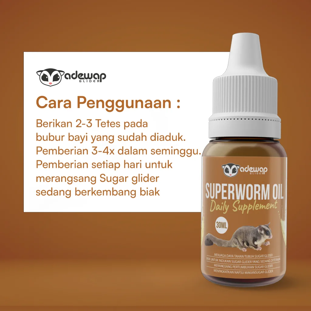 ADEWAP GLIDER SuperWorm Oil Minyak Ulat Jerman Daily Supplement For Sugar Glider - 30ML