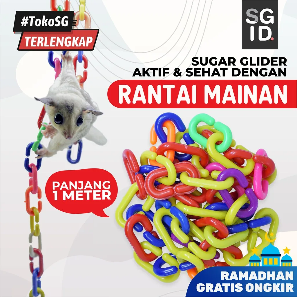 SUGAR GLIDER STAR Rantai Mainan Hewan Sugar Glider Ukuran Besar