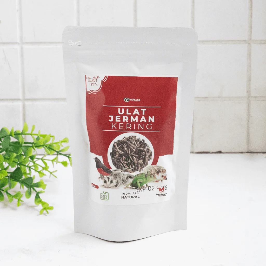 Ulat Jerman Kering Dried Super mealworm crunch untuk sugar glider landak burung ikan hamster gerbil