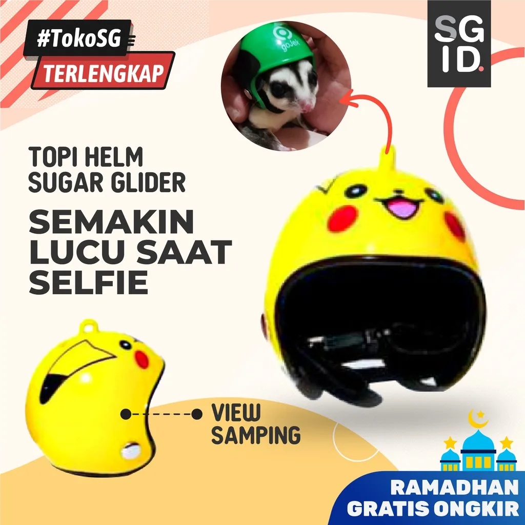 ADEWAP GLIDER Helm Aksesoris Selfi Hewan Peliharaan Topi Sugar Glider