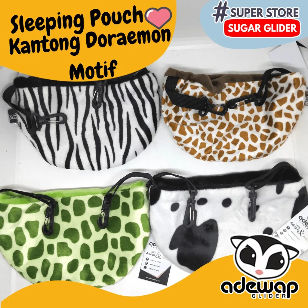 Sleeping Pouch For Sugar Glider Kantong Doraemon Motif Hewan Lucu Lembut