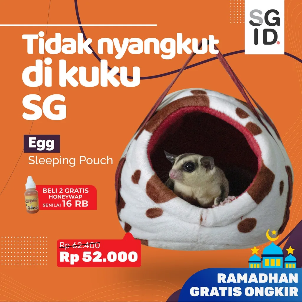 SUGAR GLIDER STAR Sleeping Pouch EGG Model Telur Tempat Tidur Sugar Glider
