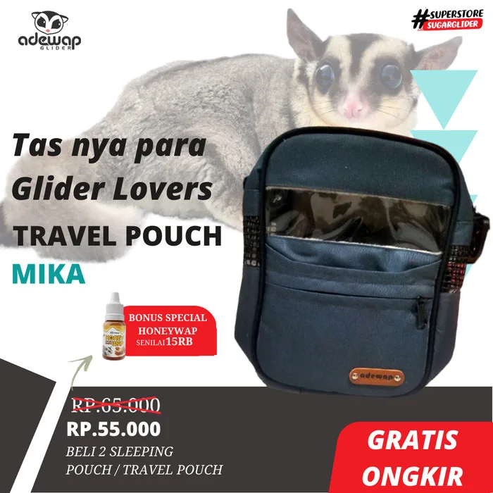 SGID Tas Hewan Kantong Perjalanan Travel Pouch Mika Sugar Glider