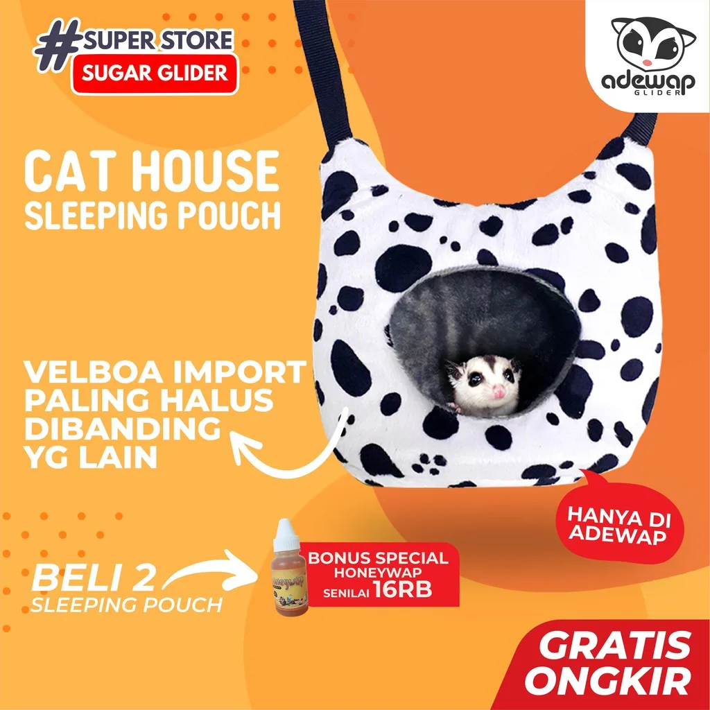 SGID Sleeping Pouch Cat House Sugar Glider Lembut Anti Nyangkut
