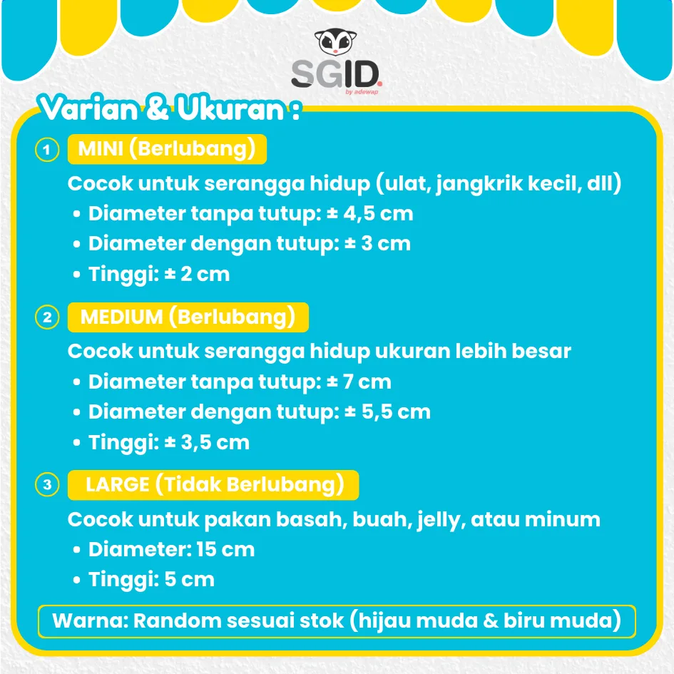 SUGAR GLIDER STAR Tempat Makan Jepit Hewan Sugar Glider