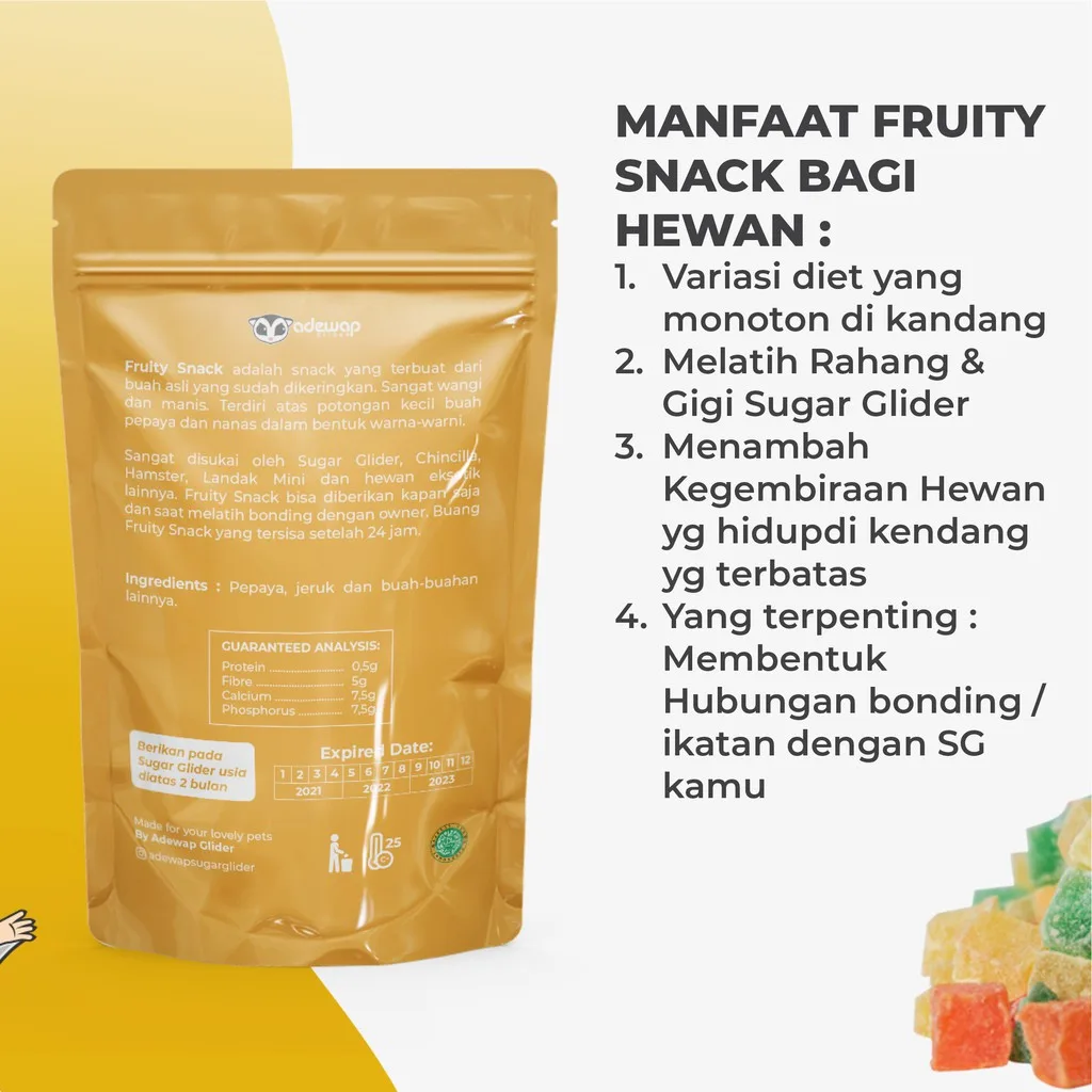 ADEWAP GLIDER Fruity Snack Sugar Glider Buah Kering Cemilan Sugar Glider
