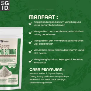 ADEWAP GLIDER Tepung Tulang Sotong Suplemen Kalsium Alami Untuk Hewan Peliharan
