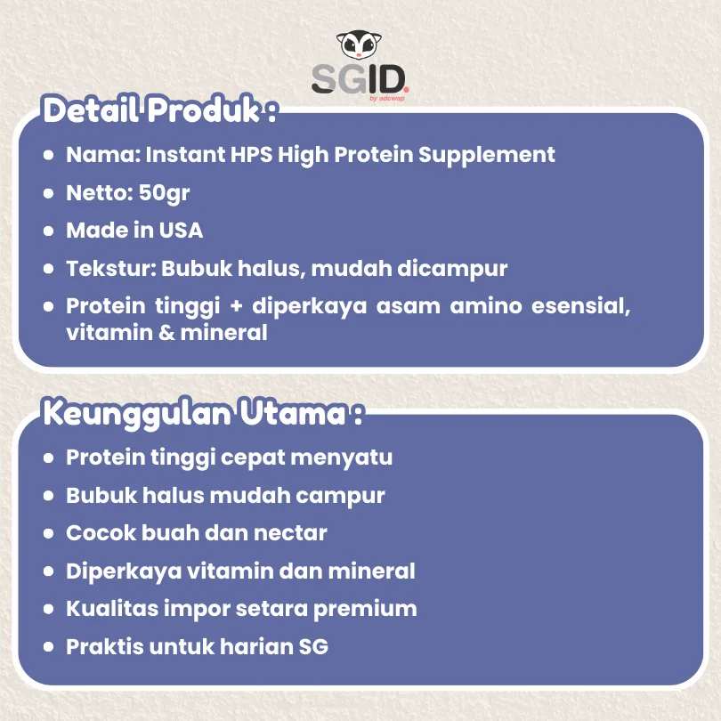 INSTANT HPS : High Protein & Supplement Nutrisi Tambahan Sugar Glider