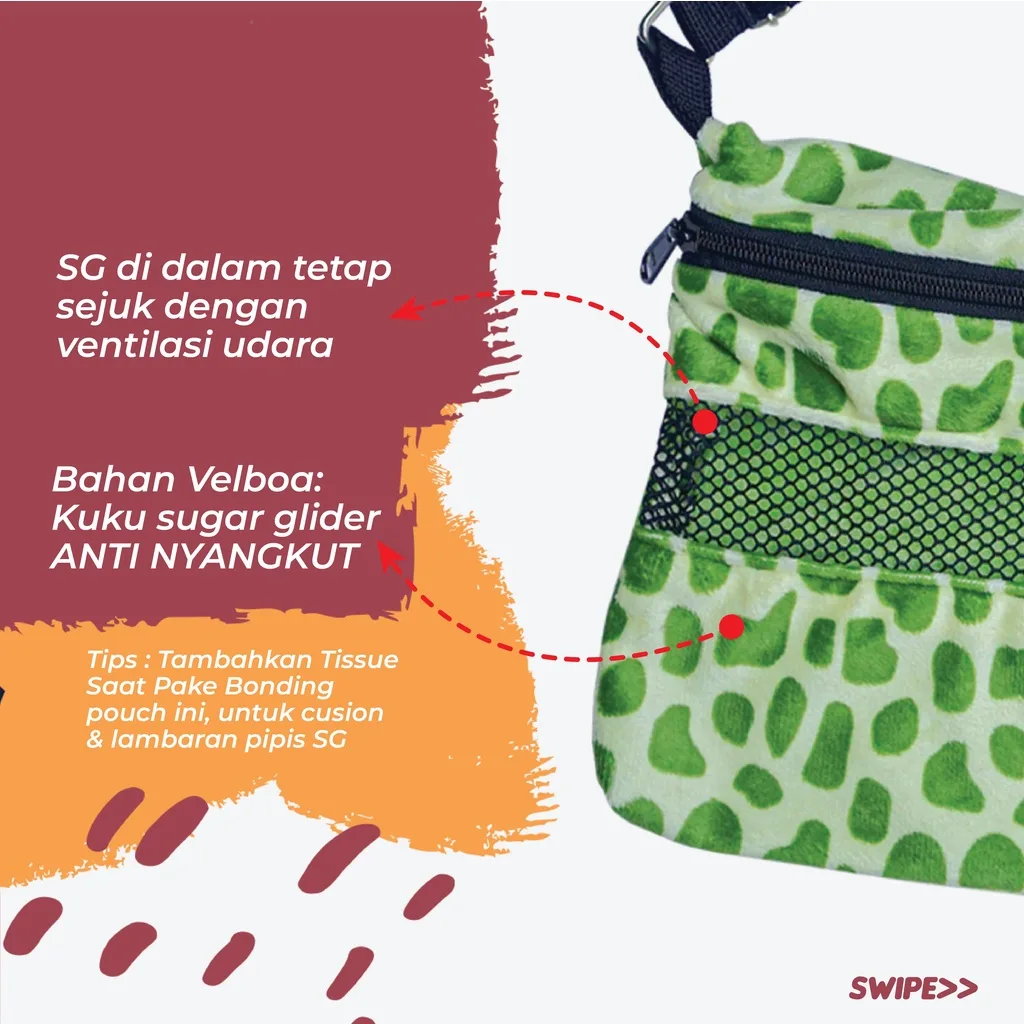 Bonding pouch sugar glider SIMPLE lembut murah Bounding Sling Bag Sugar glider joey