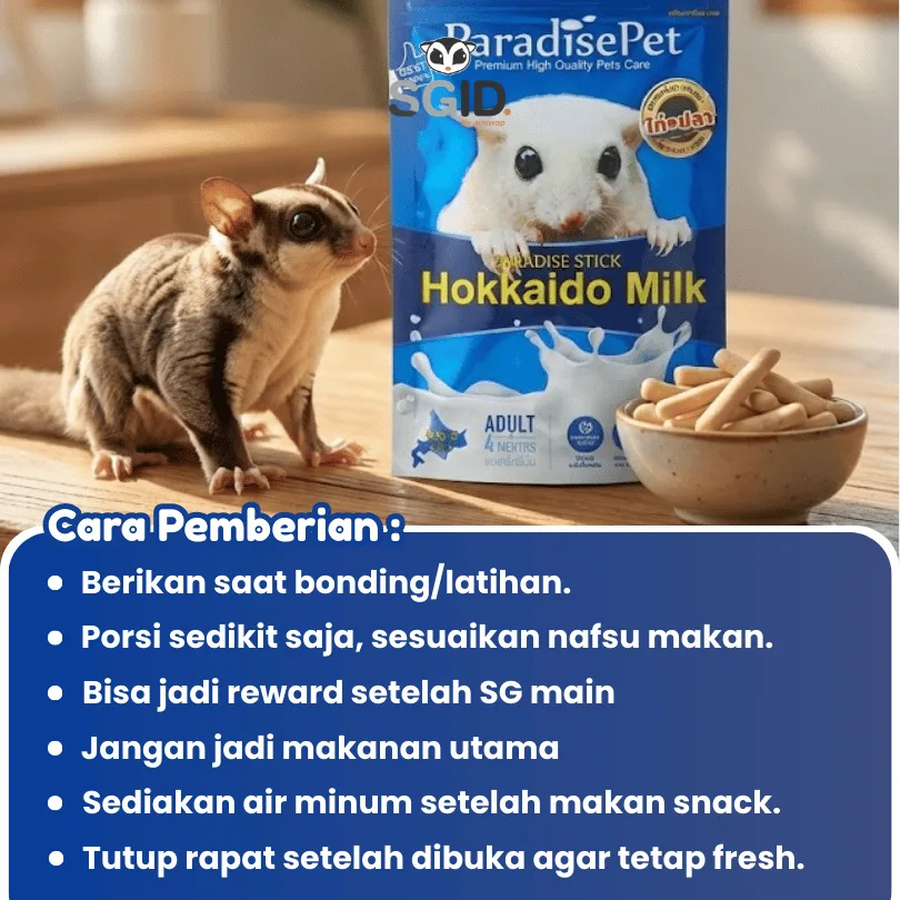 SUGAR GLIDER STAR Hokkaido Milk Cemilan Import Makanan Sugar Glider 50gr