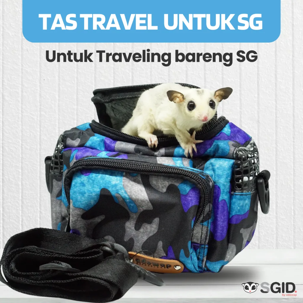 Travel Pouch Model Youmi Tas Sugar Glider selempang untuk melatih bonding | Jalan jalan bareng SG