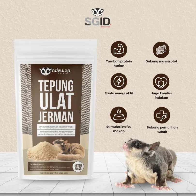 ADEWAP GLIDER Superworm Powder Suplemen Protein Tepung Ulat Jerman High Protein Sugar Glider