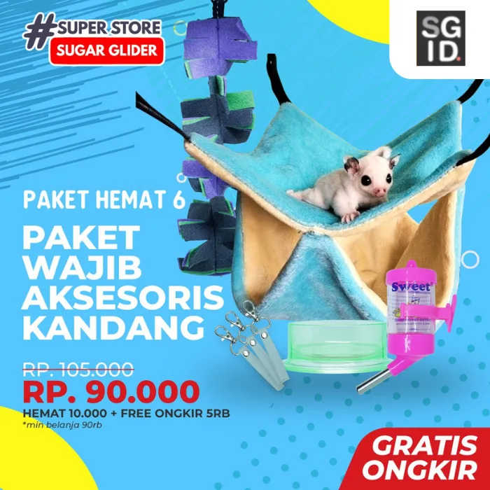 Paket Hemat 6 Perlengkapan Komplit Aksesoris Sleeping Pouch Hammock Tempat Tidur Kebutuhan Sugar Glider