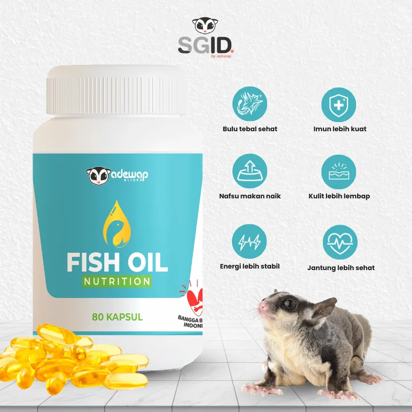 ADEWAP GLIDER Fish Oil Minyak Ikan Sugar Glider Isi 80 Kapsul