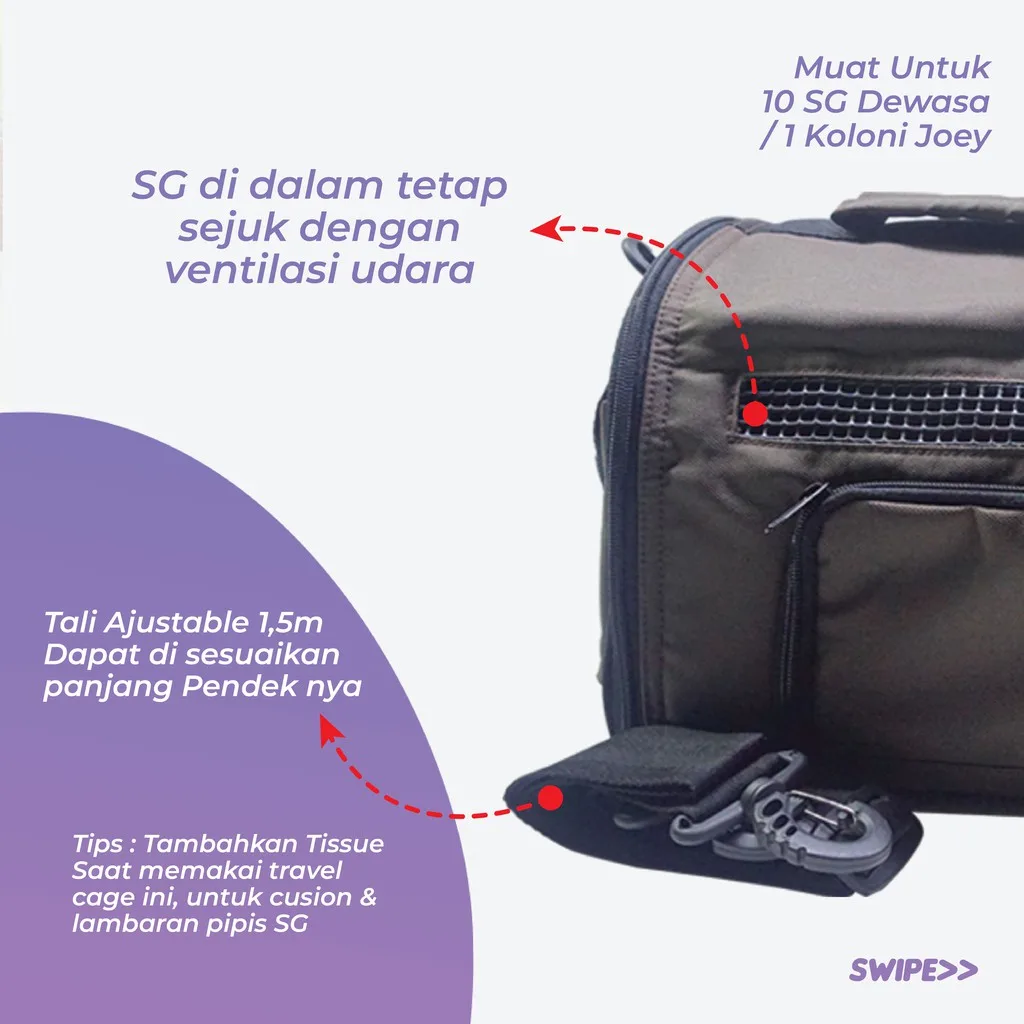 ADEWAP GLIDER Travel Cage Curve For Sugar Glider  - Tidak Termasuk Kandang Kecil