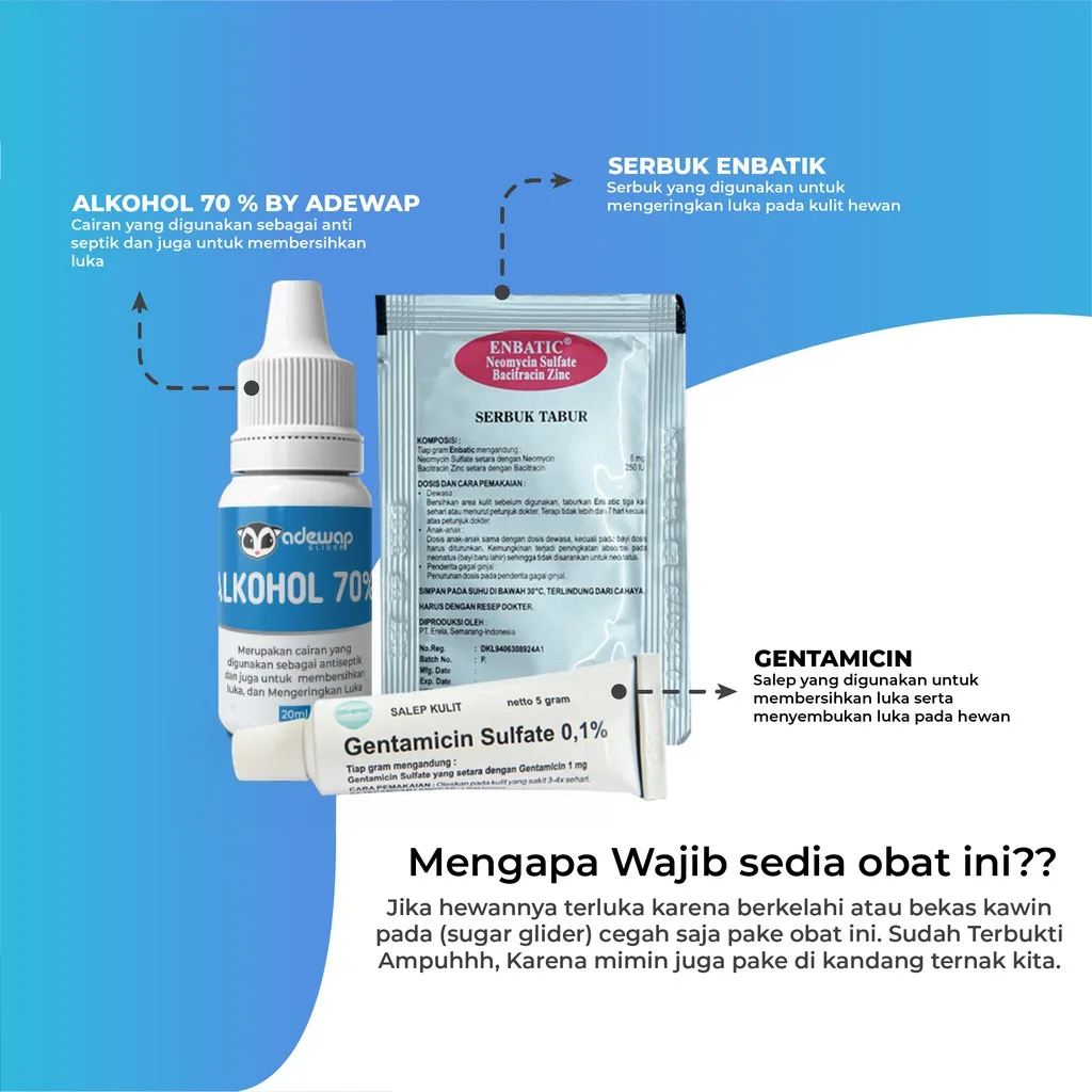 ADEWAP GLIDER Paket Hemat Obat Terluka Hewan Sugar Glider