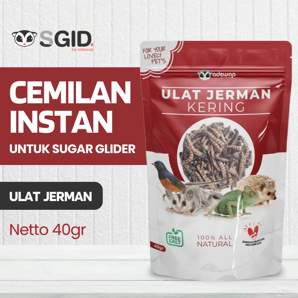 Ulat Jerman Kering Dried Super mealworm crunch untuk sugar glider landak burung ikan hamster gerbil