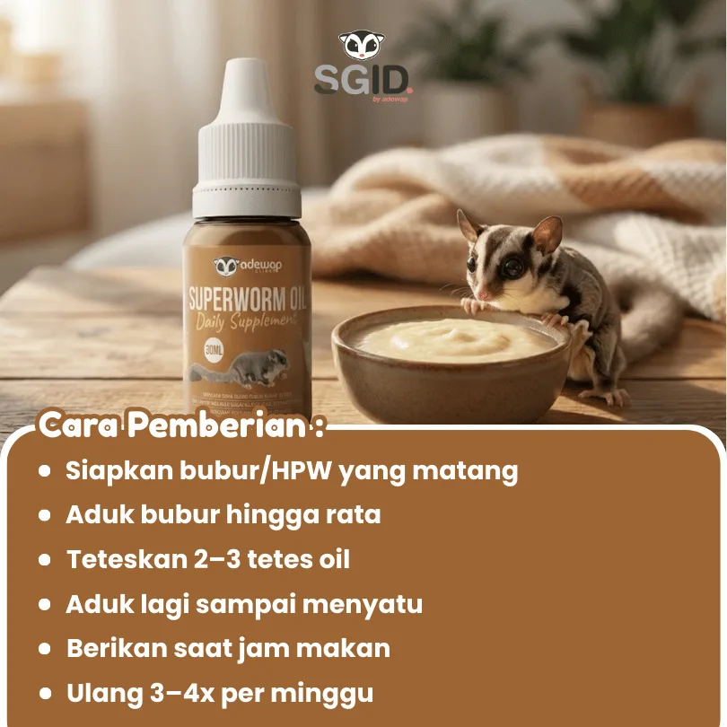 ADEWAP GLIDER SuperWorm Oil Minyak Ulat Jerman Daily Supplement For Sugar Glider - 30ML