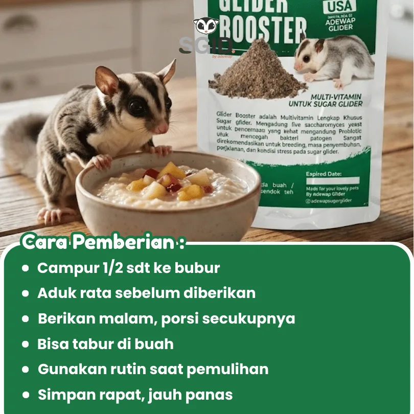 ADEWAP GLIDER Glider Booster Sugar Glider Probiotic & Saccharomyces For Over Grooming - 50 Gr