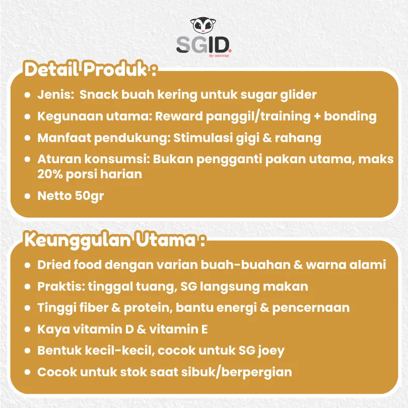 ADEWAP GLIDER Fruity Snack Sugar Glider Buah Kering Cemilan Sugar Glider