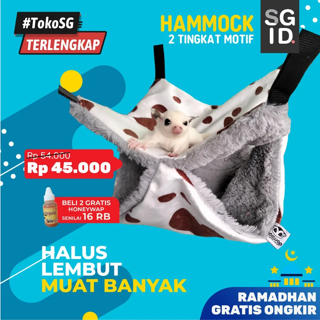 SUGAR GLIDER STAR Hammock Sleeping Pouch 2 Tingkat Motif Tempat Tidur Sugar Glider