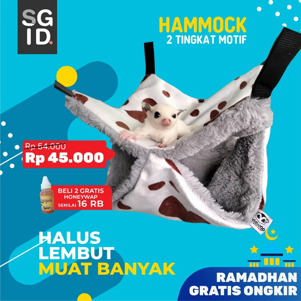 SUGAR GLIDER STAR Hammock Sleeping Pouch 2 Tingkat Motif Tempat Tidur Sugar Glider